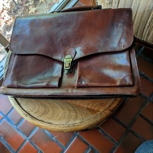 Saxone Lang brown leather briefcase